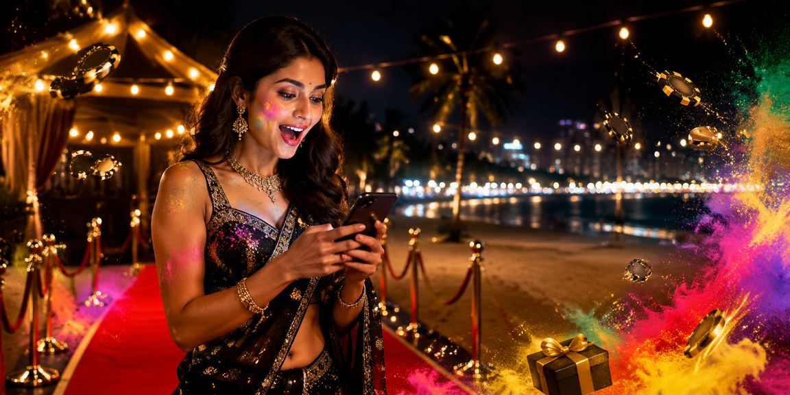 Player celebrating responsibly betting during Holi festival
